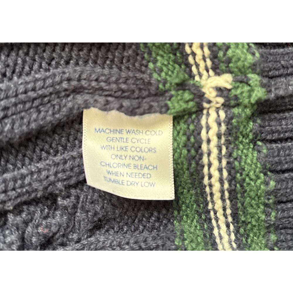Club Room Sweater Vest Mens Large Cable Knit Navy Blue Cotton Logo Academia Golf - Picture 9 of 9